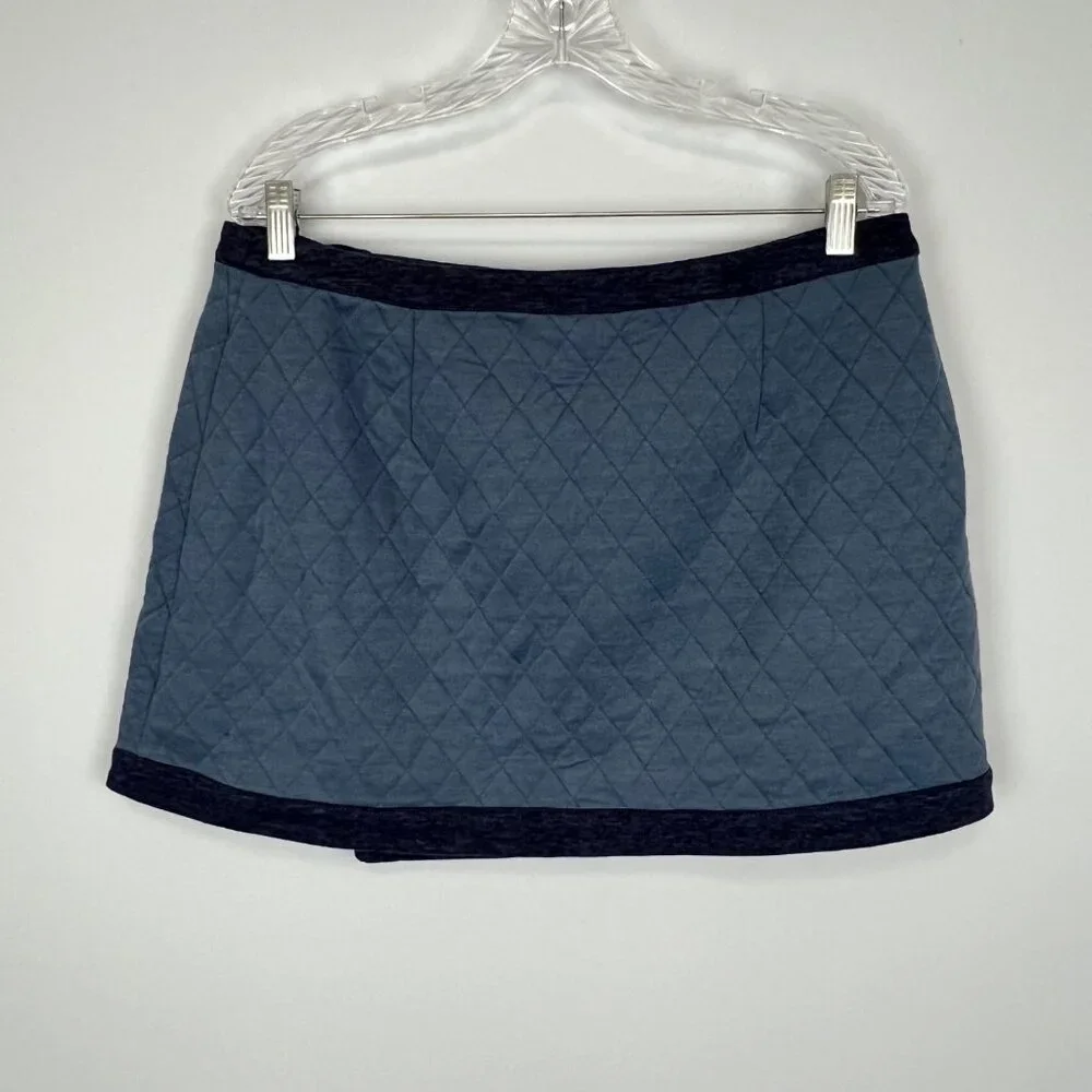 Sundance Womens Sidewalk Stroll Mini Skirt Blue Quilted Wrap size 12
